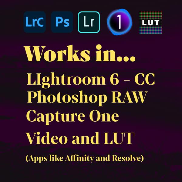 Film presets that work in lightroom, capture one, LUT and affinity photo